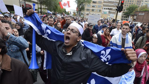 Manifestants à Montréal samedi dernier contre la Charte des valeurs québécoises.