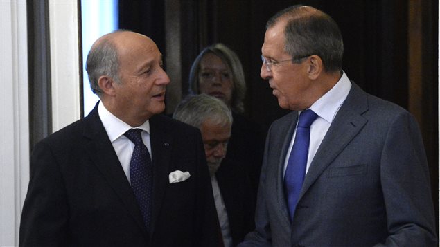 Les ministres des Affaires étrangères français et russe, Laurent Fabius et Sergueï Lavrov.
