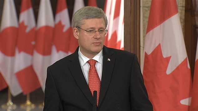 Le premier ministre Stephen Harper, lors d'une conférence de presse, mercredi, à New York la semaine dernière.