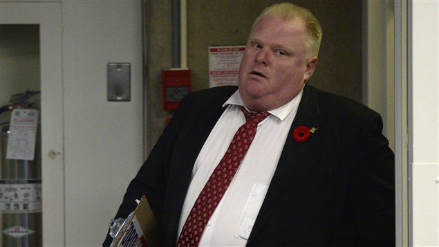 Le maire de Toronto, Rob Ford, à son arrivée à l'hôtel de ville, jeudi.