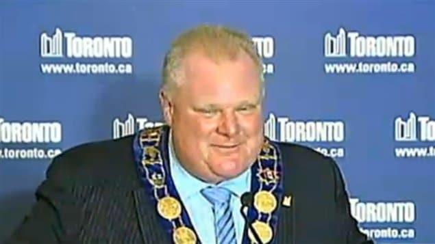 Le maire de Toronto Rob Ford prononce un discours devant des gens d'affaires de sa ville il y a quelques jours.