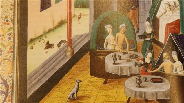 Frontispice du livre IX <em>Les bains de Sergius Orata</em> de Valère Maxime, miniature publiée dans <em>Le propre et le sale Frontispice du livre IX <em>Les bains de Sergius Orata</em> de Valère Maxime, miniature publiée dans <em>Le propre et le sale
