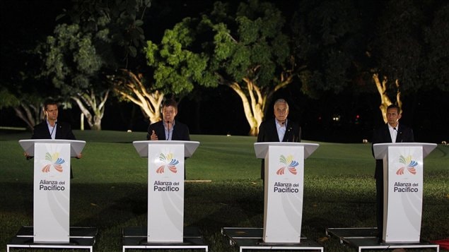 Los presidentes de México, Colombia, Chile y Perú, los países que integran la Alianza del Pacífico. 