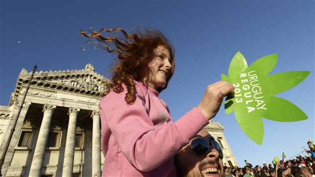Manifestación en favor de la legalización de la marihuana en Montevideo, Uruguay.