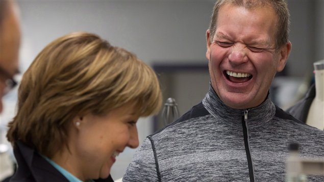  Lululemon Athletica Inc. founder and Chairman of the Board Chip Wilson standing on the right of photo shares a laugh with British Columbia Premier Christy Clark last week while touring a fashion design classroom at Kwantlen Polytechnic University in Richmond. 