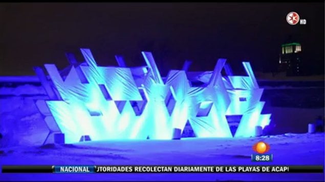 Imágenes del invierno y de cómo los canadienses aprovechan esa época del año en el noticiero Televisa, de México. 
