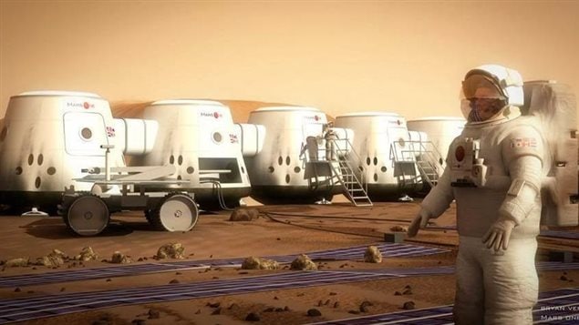 Représentation d'un astronaute sur Mars