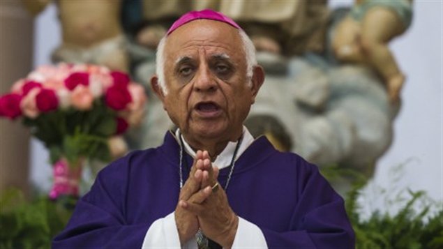 Monseñor Miguel Patiño Velázquez, obispo de Apatzingán, Michocán.