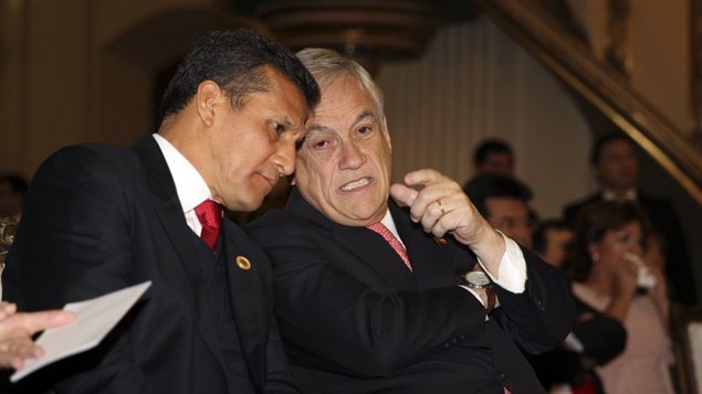 Presidentes Ollanta Humala de Perú y Sebastián Piñera de Chile.