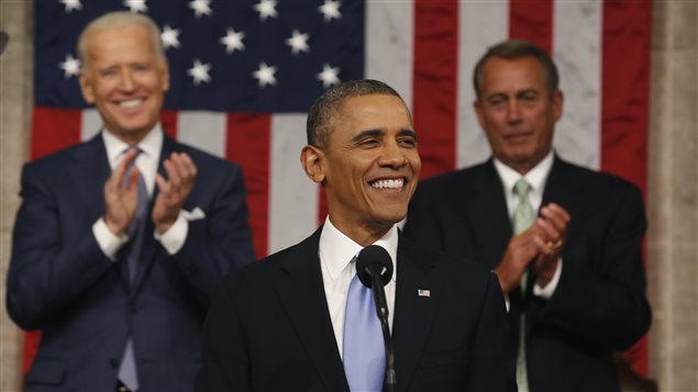 Les visages du président Barack Obama (centre), du vice-président Joe Biden (gauche) et du président de la Chambre des représentants, le républicain John Boehner (droite) en disaient long sur la soirée de chacun.