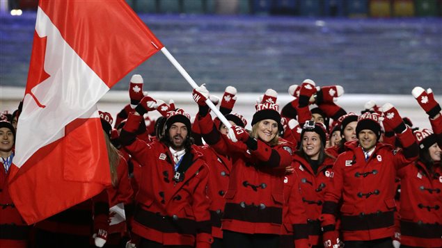 L'équipe canadienne à la cérémonie d'ouverture des Jeux, à Sotchi