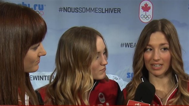 De izquierda a derecha Maxime, Justine y Chloé Dufour-Lapointe.