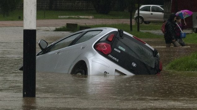 Inundaciones en la localidad de Solymar, Ciudad de la Costa, Canelones, Uruguay. 