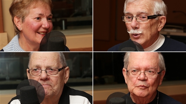 Dans le sens horaire : France Dansereau, Ulysse Robichaud, Georges Sabourin et Jean-Guy Vidal du club des marcheurs du mail Champlain. Dans le sens horaire : France Dansereau, Ulysse Robichaud, Georges Sabourin et Jean-Guy Vidal du club des marcheurs du mail Champlain.
