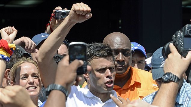 El líder opositor venezolano Leopoldo López, durante una protesta 