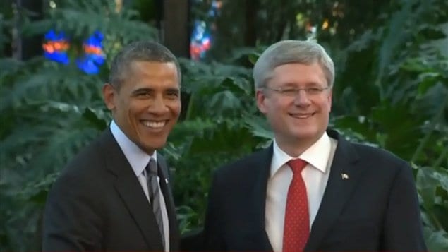 El presidente Barack Obama y el Primer ministro canadiense Stephen Harper.