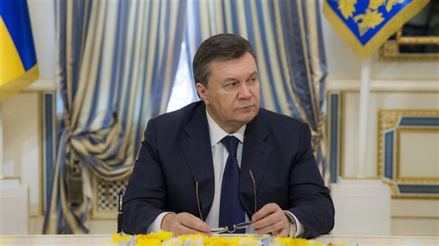 El depuesto presidente de Ucrania, Víktor Yanukóvich, el 21 de febrero, en Kiev