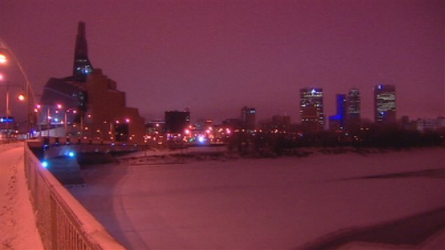 Centre-ville de Winnipeg, une nuit d'hiver