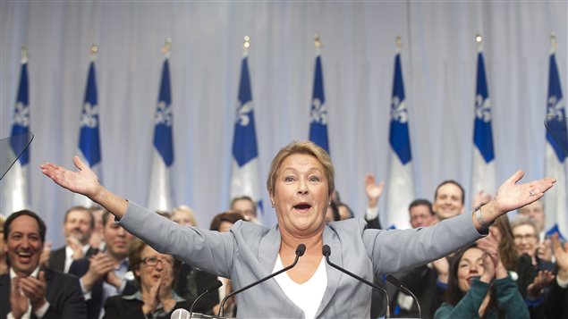 Pauline Marois lors du lancement de la campagne péquiste. La perte de 50 000 emplois à temps plein au mois de février dernier au Québec fragilise la reprise dans cette province dirigée par la première ministre du Québec Pauline Marois.