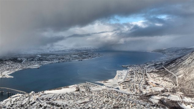 A snowy view of Tromso, a city in Norway's Arctic.