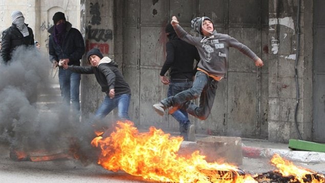 Protesta palestina contra la ocupación israelí