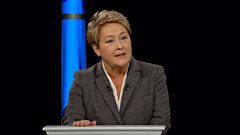 زعيمة الحزب الكيبكي بولين ماروا خلال المناظرة