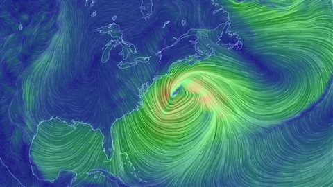 Image de la tempête sur la côte est de l'Amérique du Nord