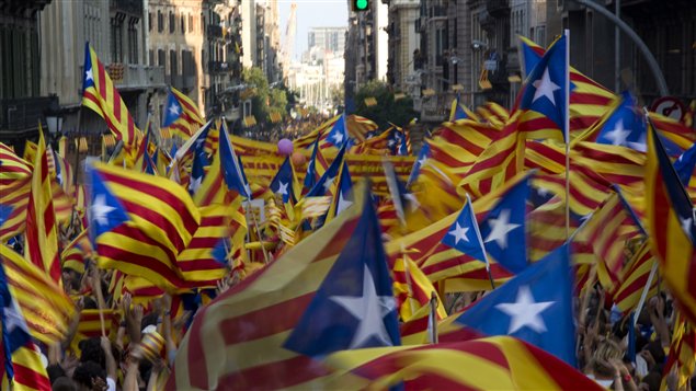 Manifestación en favor de la independencia de Cataluña en Barcelona. 