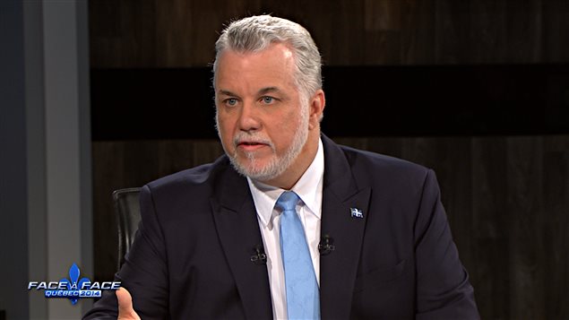 Philippe Couillard lors du débat télévisé jeudi soir au Québec.