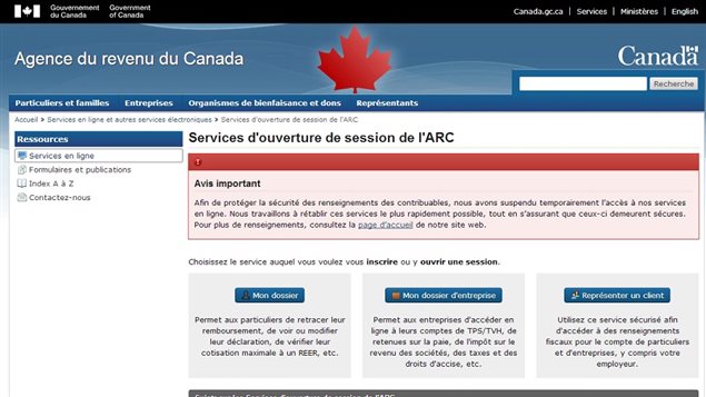 Message la semaine dernière sur le site de l'Agence du revenu du Canada.