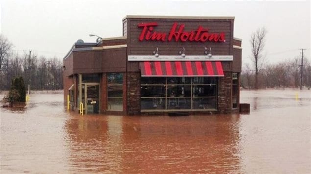 Inondation à Sussex Corner dans la province du Nouveau-Brunswick.