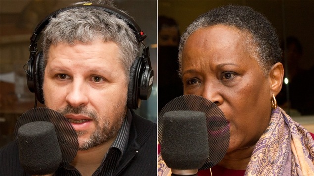 Le journaliste, auteur et blogueur Stéphane Berthomet et l'ancienne présidente de la Fédération des femmes du Québec, Viviane Barbot. Le journaliste, auteur et blogueur Stéphane Berthomet et l'ancienne présidente de la Fédération des femmes du Québec, Viviane Barbot.