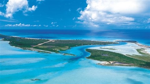 Vue aérienne des îles Turques et Caïques.