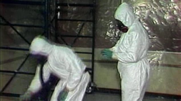 Asbestos has been banned in Canada and is being removed from buildings with extreme caution.