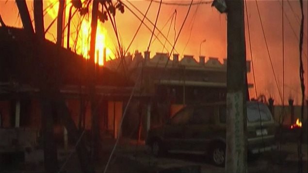 Explosión de un gasoducto en el pueblo de Nagaram, India. 