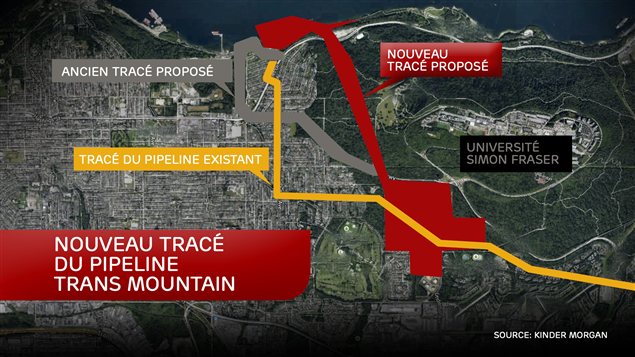 Le nouveau tracé du pipeline Trans Mountain de la compagnie Kinder Morgan