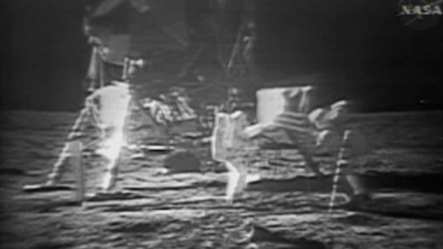 American astronauts Neil Armstrong and Buzz Aldrin walk on the moon, inspiring many, including Canadian astronaut Julie Payette.