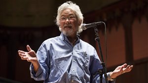 Environmentalist David Suzuki, whose charity is being audited by the Canada Revenue Agency, is shown in January during a press conference for the 