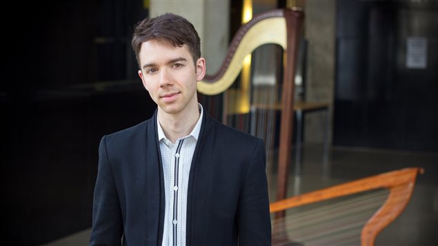 Le harpiste Antoine Malette-Chénier, lauréat du prix Michael-Measures 2014 du Conseil des arts. 