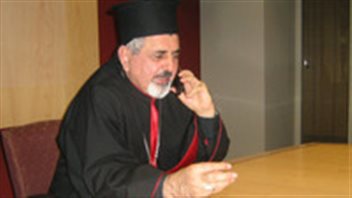 رئيس الكنيسة السريانية الكاثوليكية الأنطاكية البطريرك مار اغناطيوس يوسف الثالث يونان خلال زيارة له لراديو كندا الدولي عام 2010