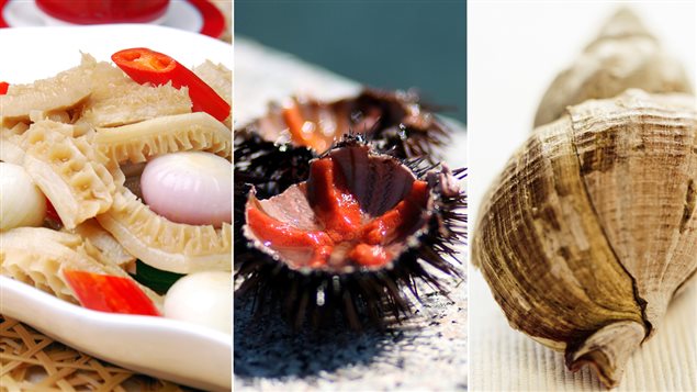 Un mets chinois aux tripes, des oursins et un bulot Un mets chinois aux tripes, des oursins et un bulot