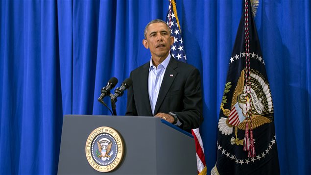 الرئيس اوباما في مؤتمر صحافي في ادغار تاون في ولاية ماساشوستس في 20 آب أغسطس  يتناول فيه قضيّة قتل الصحافي الأميركي جيمس فولي 