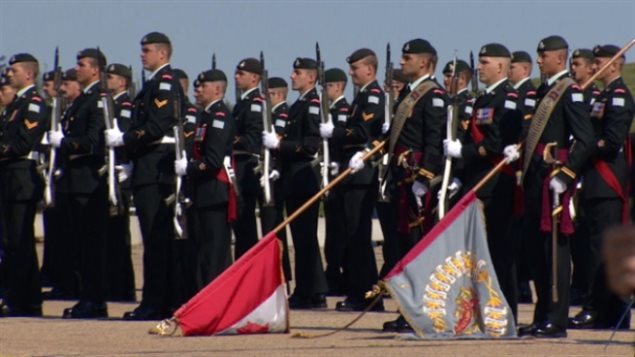 Parade régimentaire du centenaire du régiment Princess Patricia's Canadian Light Infantry (PPCLI) à la base des Forces canadiennes d’Edmonton en Alberta. 