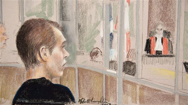 Luka Rocco Magnotta dessiné lors de sa comparution le 9 janvier 2013