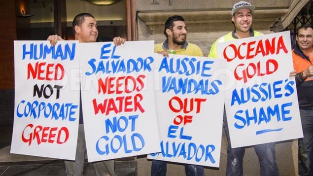 Protesta contra las acciones de la minera OceanaGold en El Salvador