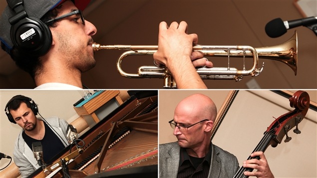 Les musiciens du Hichem Khalfa trio : Hichem Khalfa à la trompette, Jérôme Beaulieu au piano et Alex Bellegarde à la contrebasse. Les musiciens du Hichem Khalfa trio : Hichem Khalfa à la trompette, Jérôme Beaulieu au piano et Alex Bellegarde à la contrebasse.