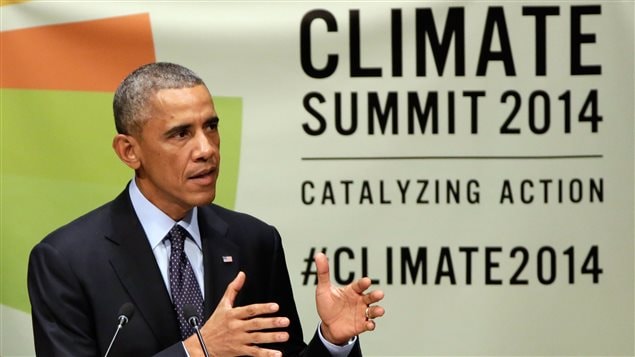 Barack Obama parle au sommet de l'ONU sur le climat, mardi. 