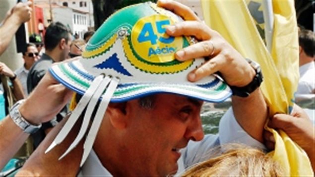 Aecio Neves, candidato a la presidencia de Brasil por el Partido de la Social Democrácia de Brasil.
