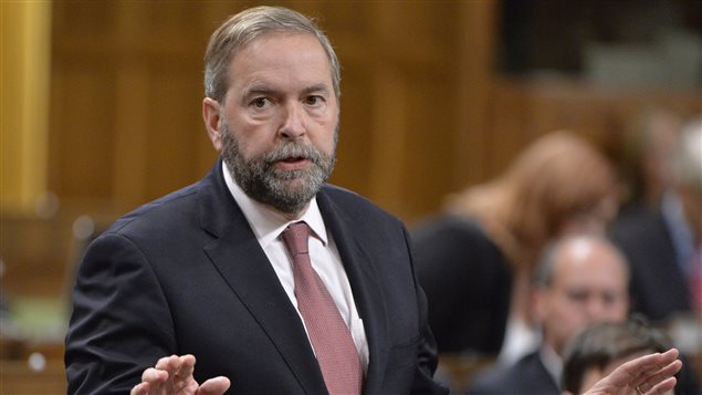 Thomas Mulcair durante el debate sobre la misión canadiense contra el Estado Islámico en el Parlamento. 
