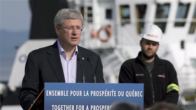 El primer ministro canadiense Stephen Harper en Sept-îles.